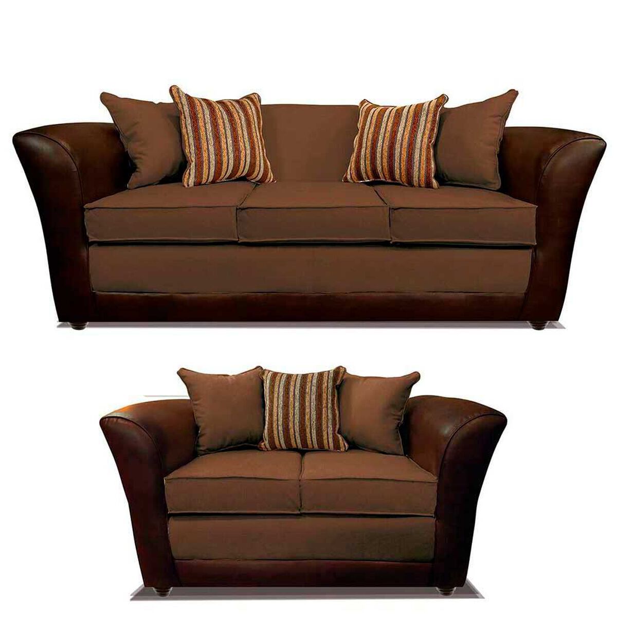 Juego de Living Elegant Detail Minesota Sof&aacute; 3 Cuerpos + Sof&aacute; 2 Cuerpos Caf&eacute;