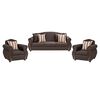 Juego de Living Innovamuebles New Bugambilia Sofá 3 Cuerpos + Dos Sillones 1 Cuerpo Chocolate