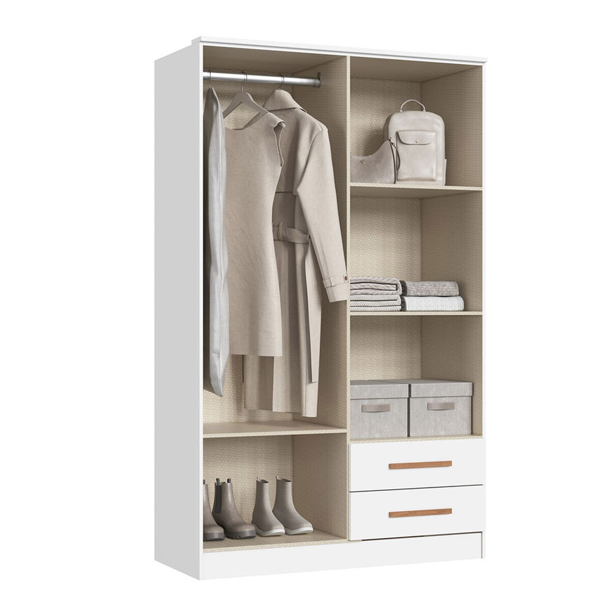 Closet Vekkahome Americano 4 Puertas 2 Cajones Blanco