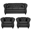 Juego de Living Ruzam Mobel Chesterfield Sofá 3 Cuerpos + Dos Sillones 1 Cuerpo PU Negro