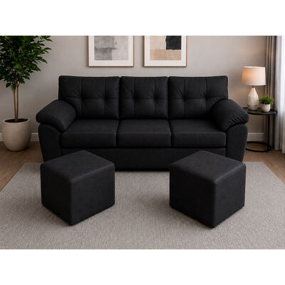 Sof&aacute; + 2 Puff  Dise&ntilde;o A&M Home Grecia 5 Cuerpos Negro