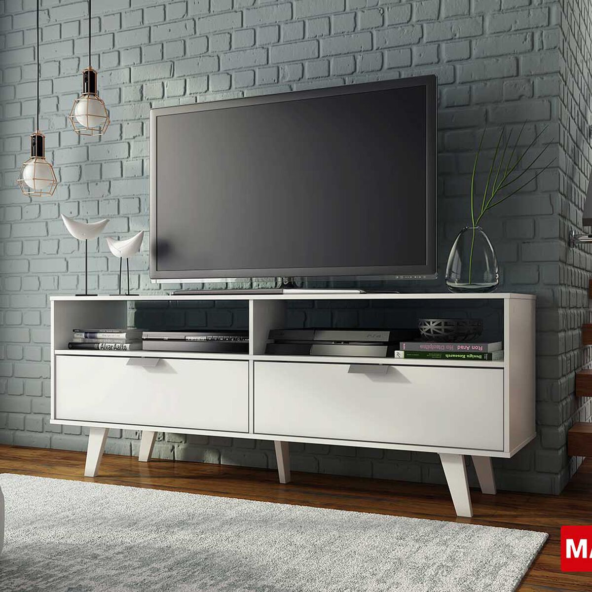 Rack TV Vekkahome Oslo Hasta 55" Blanco