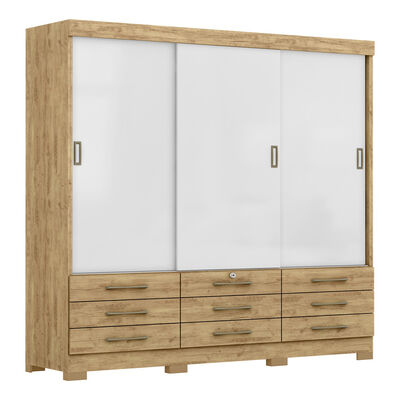 Closet Di Poretti Toquio 3 Puertas 9 Cajones Café y Blanco