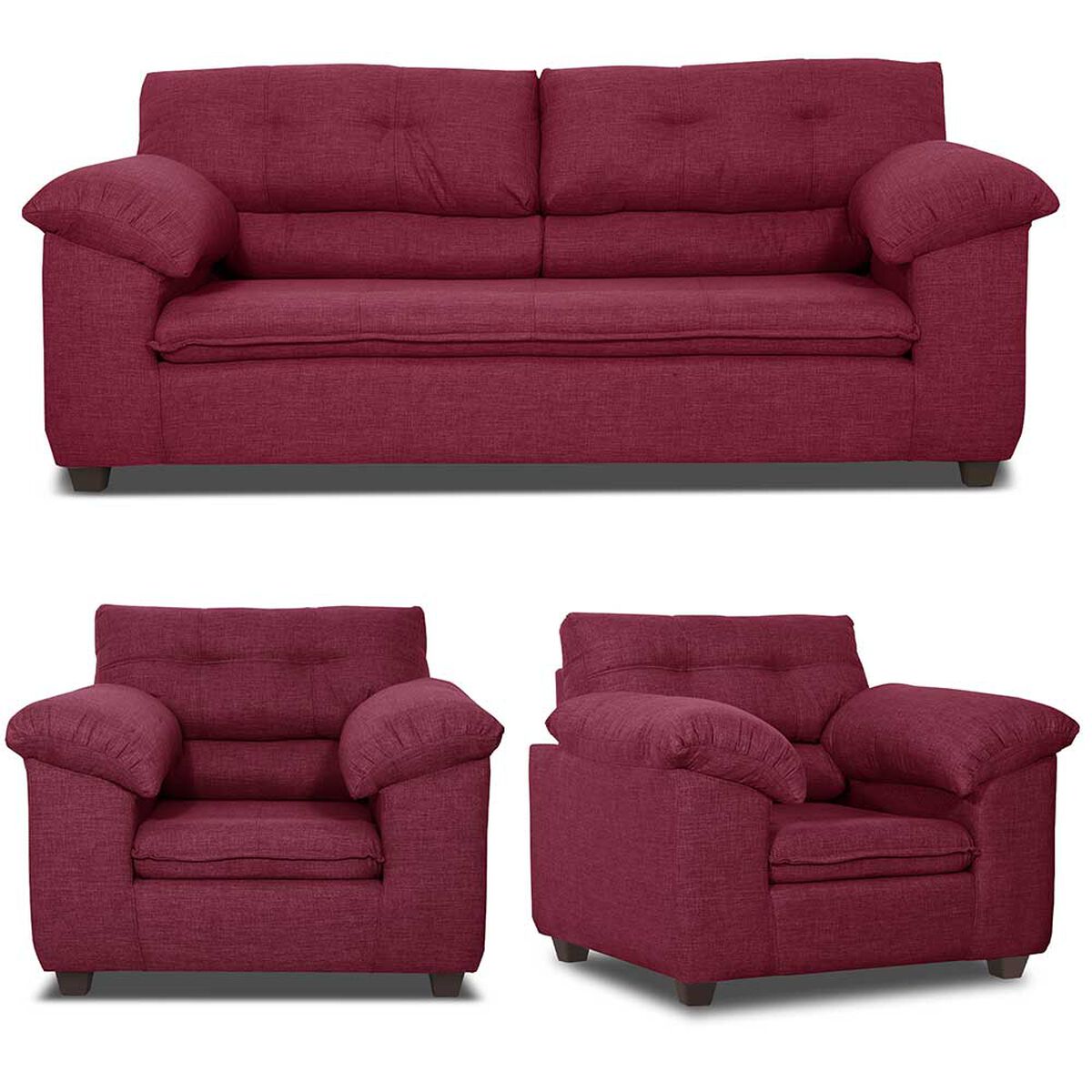 Juego de Living Innovamuebles Liverpool C&oacute;rdoba Sof&aacute; 3 Cuerpos + Dos Butacas 1 Cuerpo Burdeo