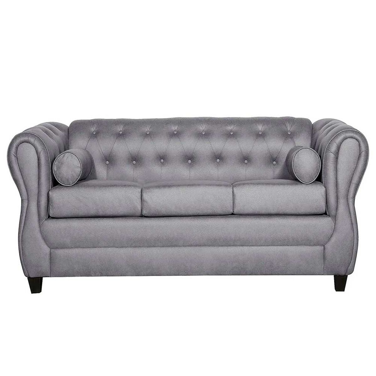 Juego de Living Ruzam Mobel Chesterfield Sof&aacute; 3 Cuerpos + Dos Sillones 1 Cuerpo PU Gris