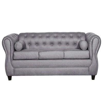 Imagen 2 del producto Juego de Living Ruzam Mobel Chesterfield Sofá 3 Cuerpos + Dos Sillones 1 Cuerpo PU Gris