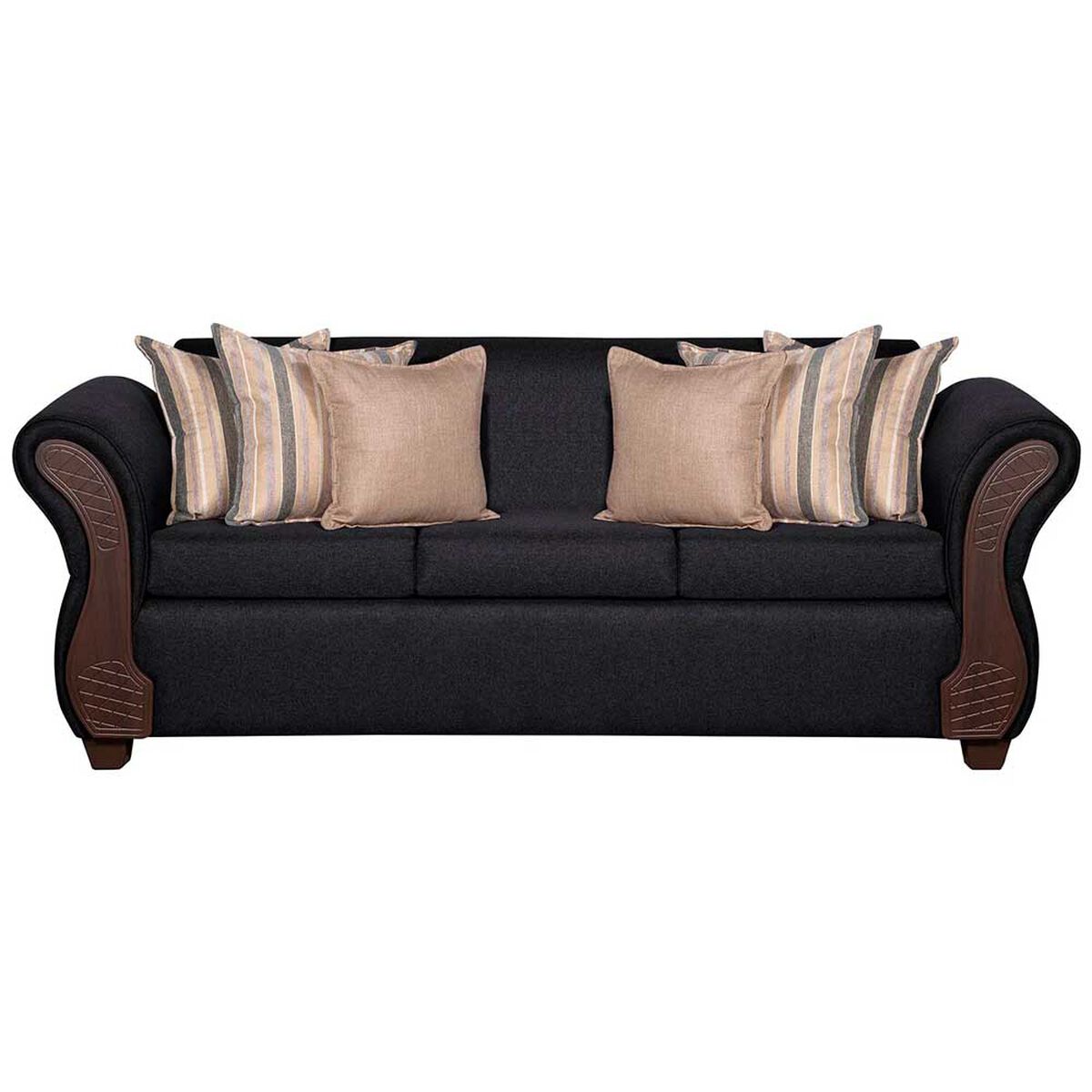 Juego de Living Ruzam Mobel Marsella Sof&aacute; 3 Cuerpos + Dos Sillones 1 Cuerpo Lino Negro