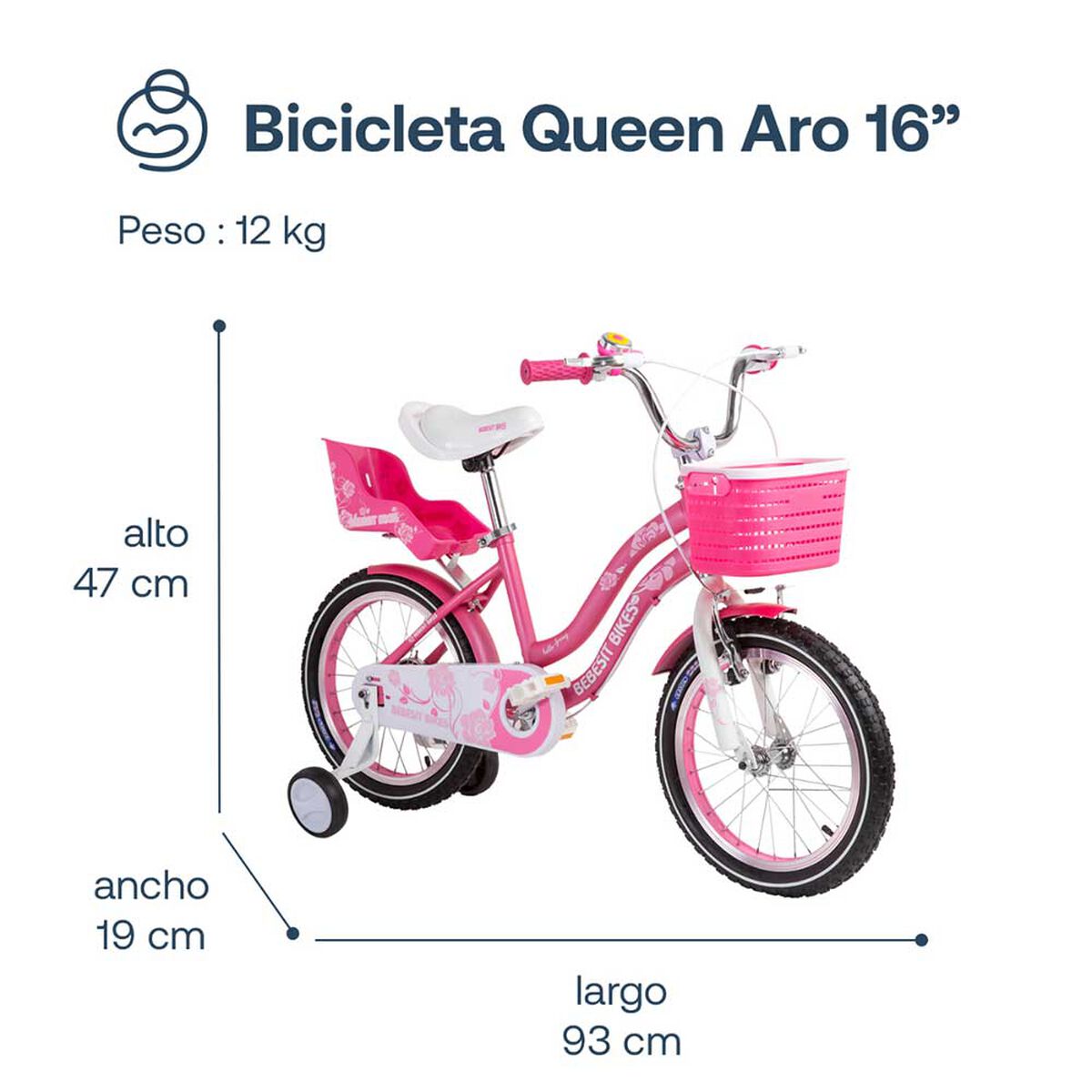 Bicicleta Queen 16Rosada Bebesit