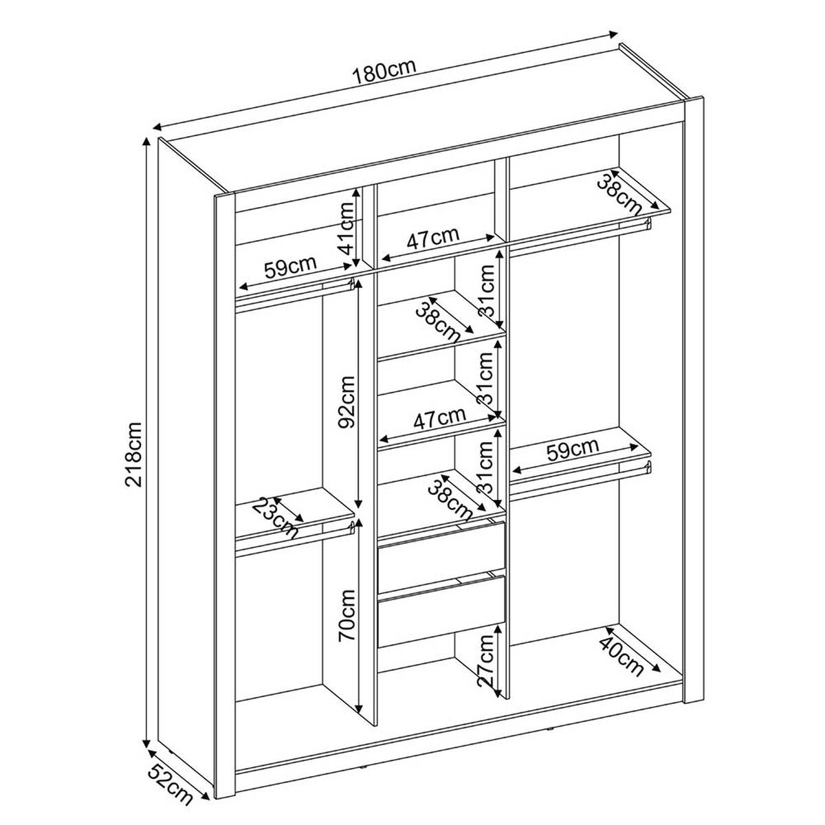 Clóset Onessta Vero 3 Puertas 2 Cajones Beige