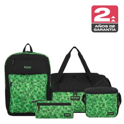 Megapack 6XT Mochila Ni&ntilde;o Xtrem Pixels Verde