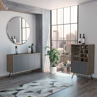 Imagen 1 del producto Combo Bar Bajo + Bife TuHome Vassel Miel Plomo