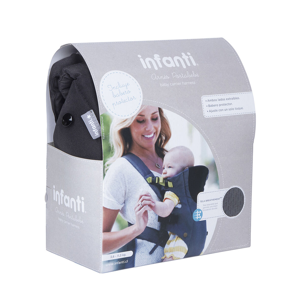 Porta Bebe Tela Respirable Gris Ca017