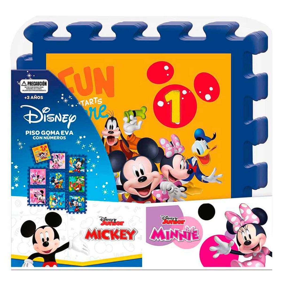 Piso Goma Eva Con N&uacute;meros 9 Piezas 30x30 Disney