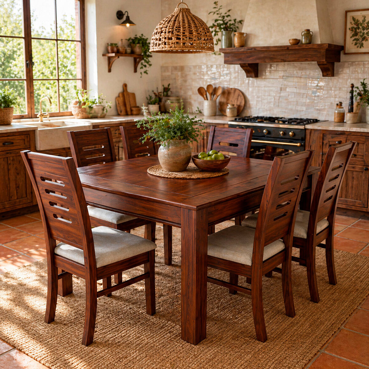 Juego de Comedor Muebles Hema Roma 6 Sillas Nogal