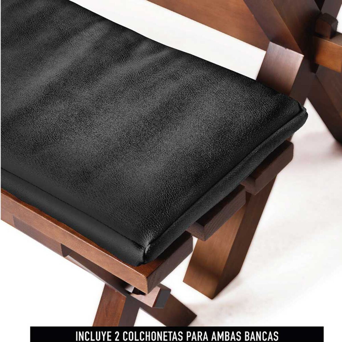 Juego de Comedor Latam Home Sevilla Tenerife 2 Sillas + 2 Bancas Cuero Kentucky Negro