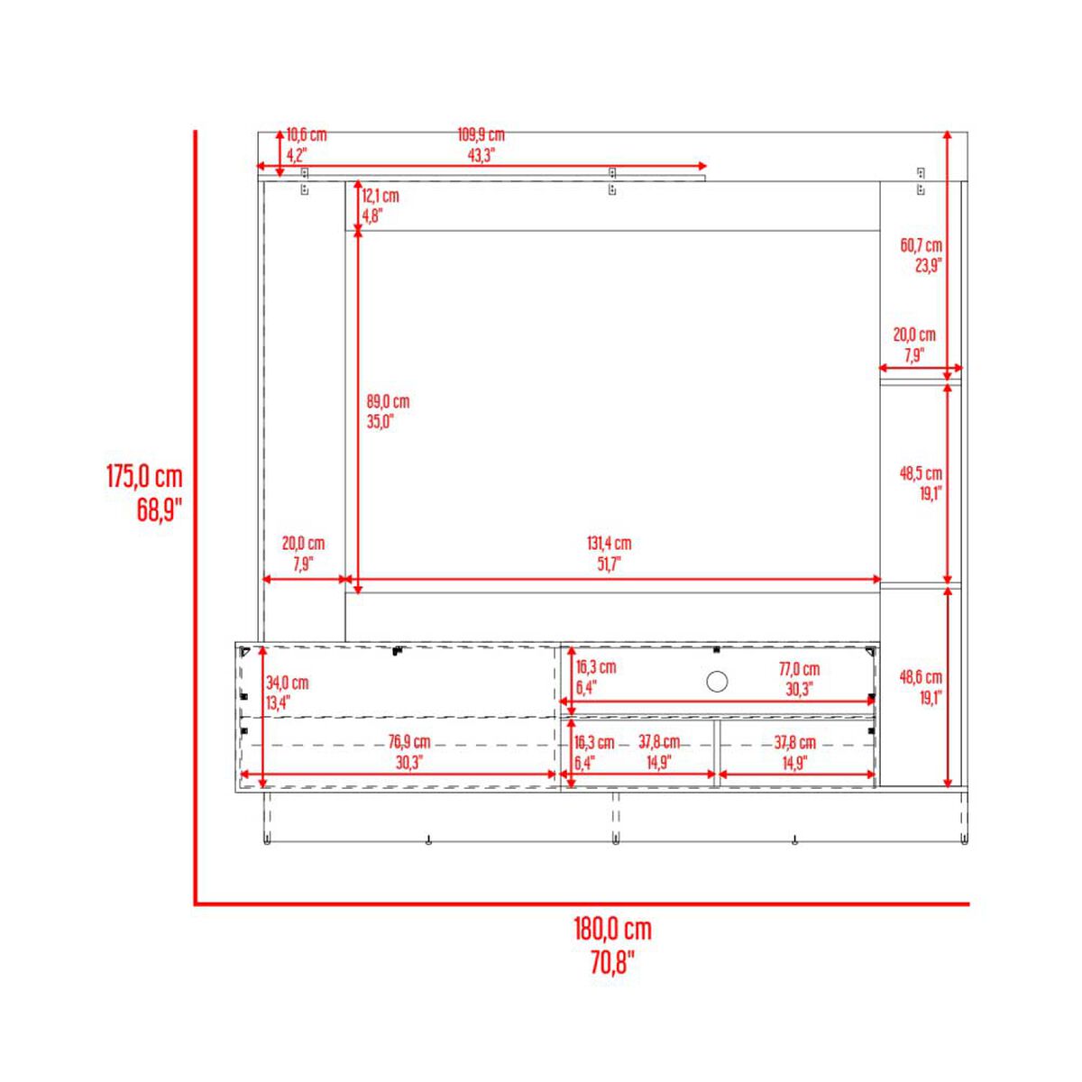 Centro de Entretenimiento TuHome Doha Hasta 70" Taupe Miel