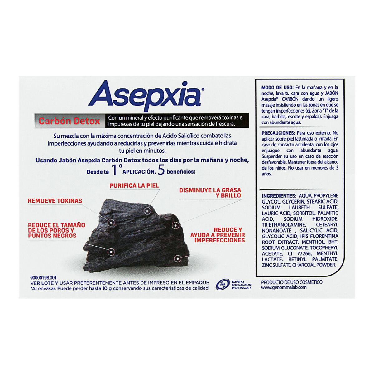 Asepxia Jabón Carbón Detox 100 gr.