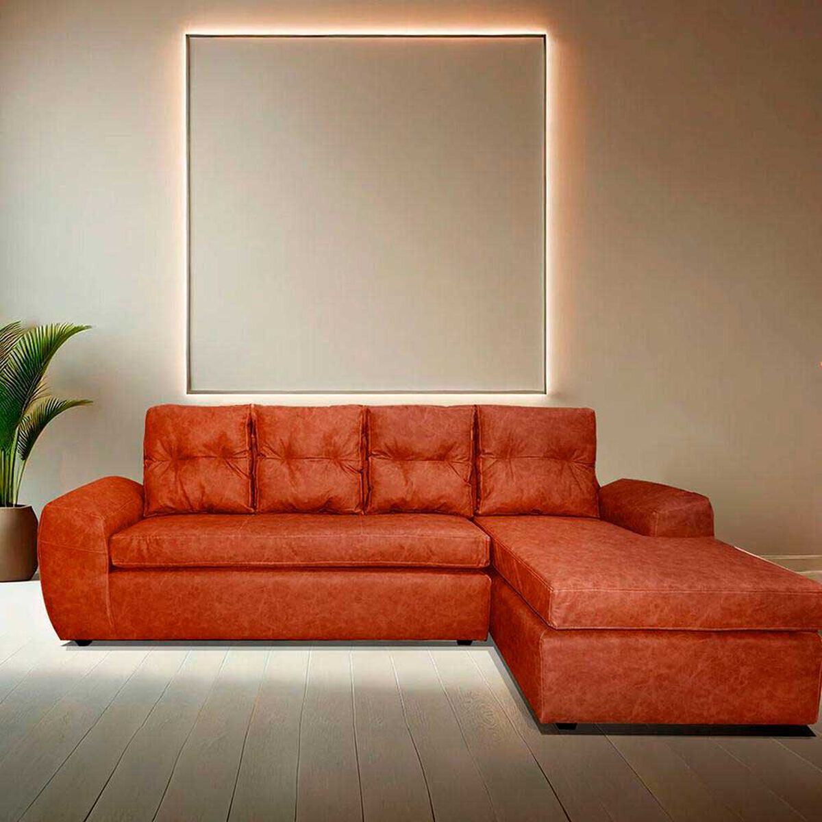 Seccional Izquierdo Elegant Houston Cheise PU 5 Cuerpos Marfil