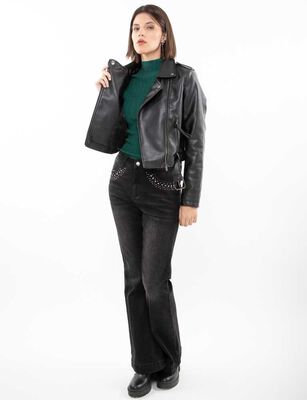 Imagen 2 del producto Chaqueta Biker Ecocuero Mujer Fiorucci Negro