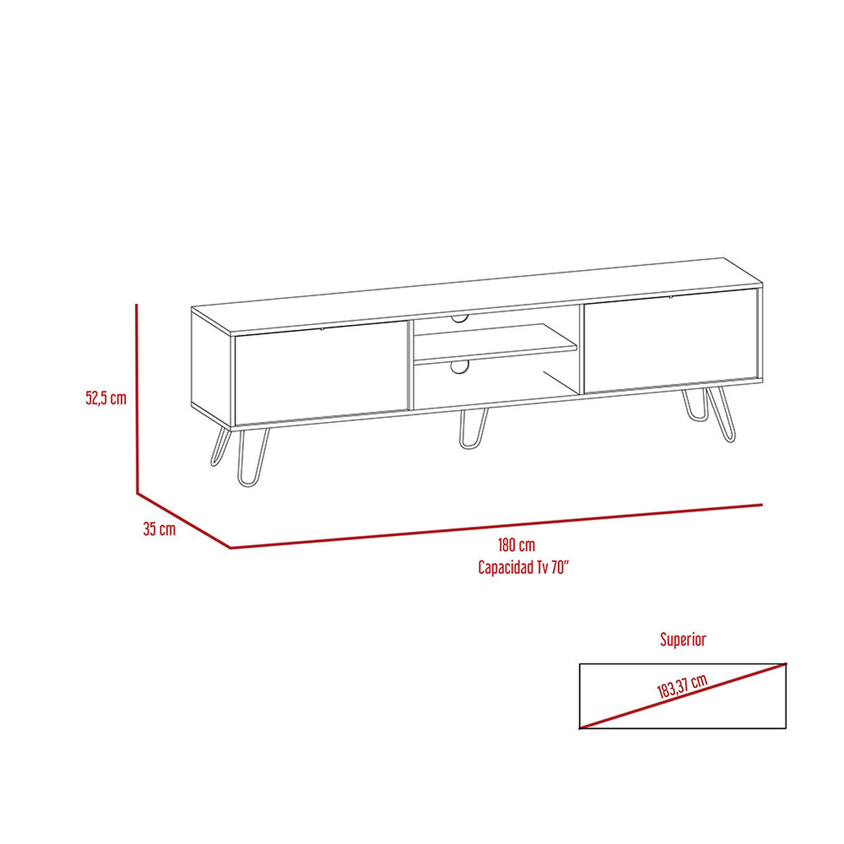 Rack TV TuHome Vassel Hasta 80"