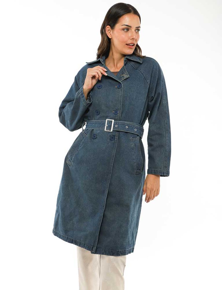 Abrigo Trench Denim Mujer Zibel