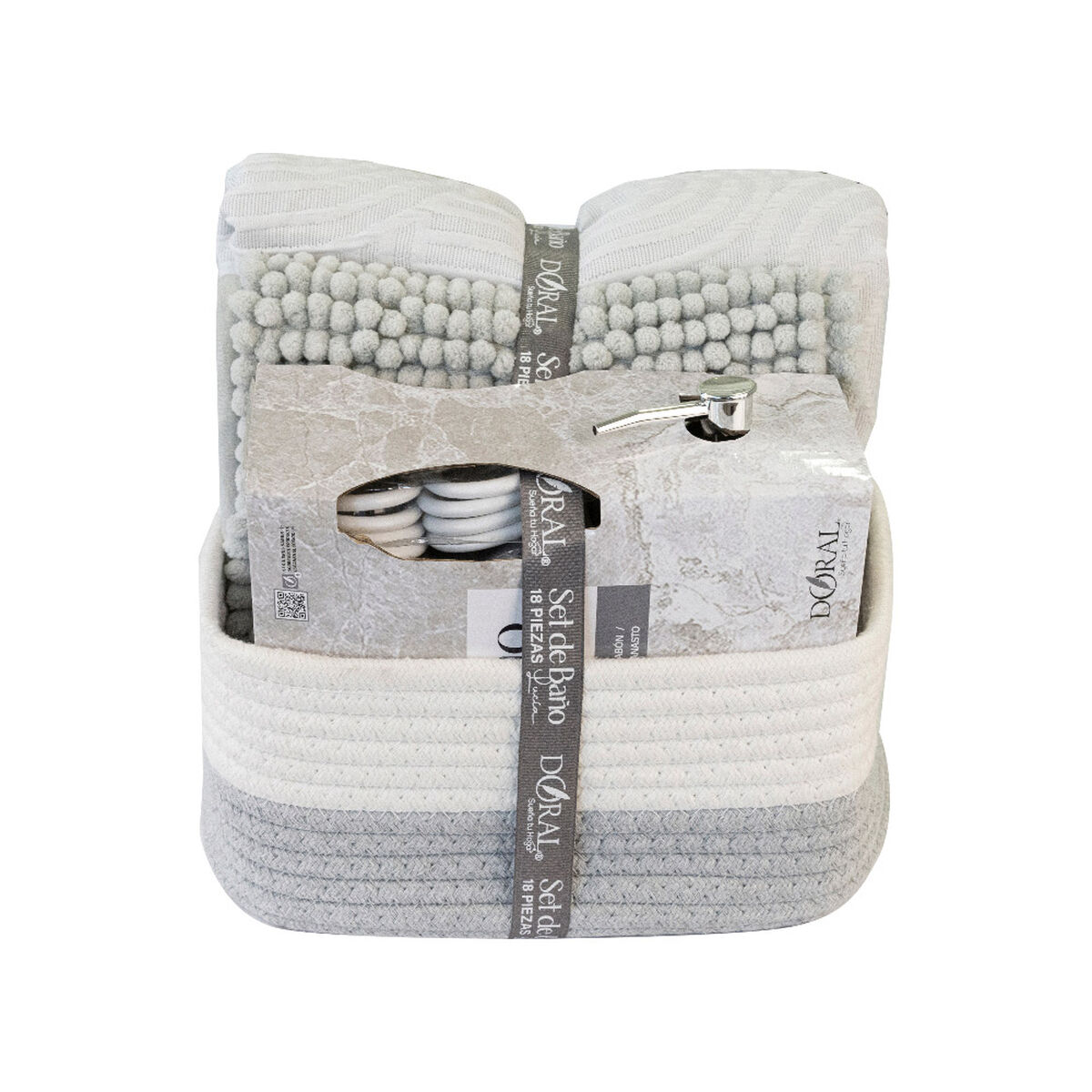 Set de Ba&ntilde;o Doral Lucia 18 Piezas Gris