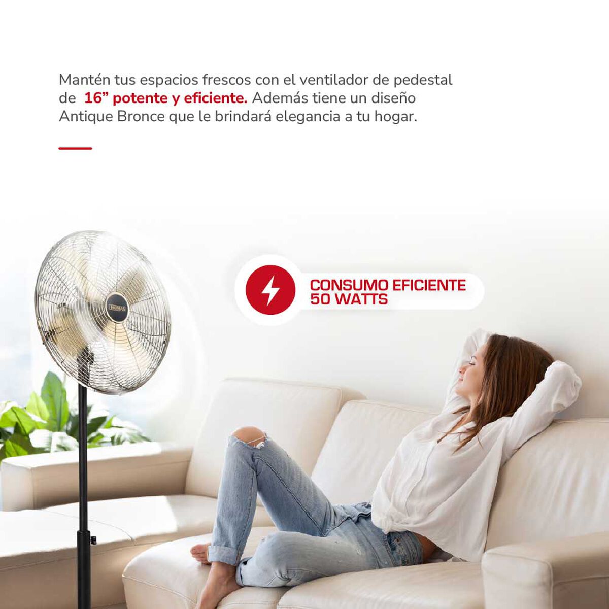 Ventilador de Pedestal Thomas TH-16BNP Bronce