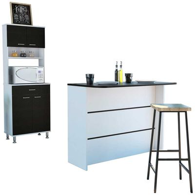Imagen 2 del producto Combo Mueble Microondas + Barra de Cocina TuHome Kitchen Blanco