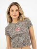 Polera Crop Con Estampado Manga Corta Mujer Icono