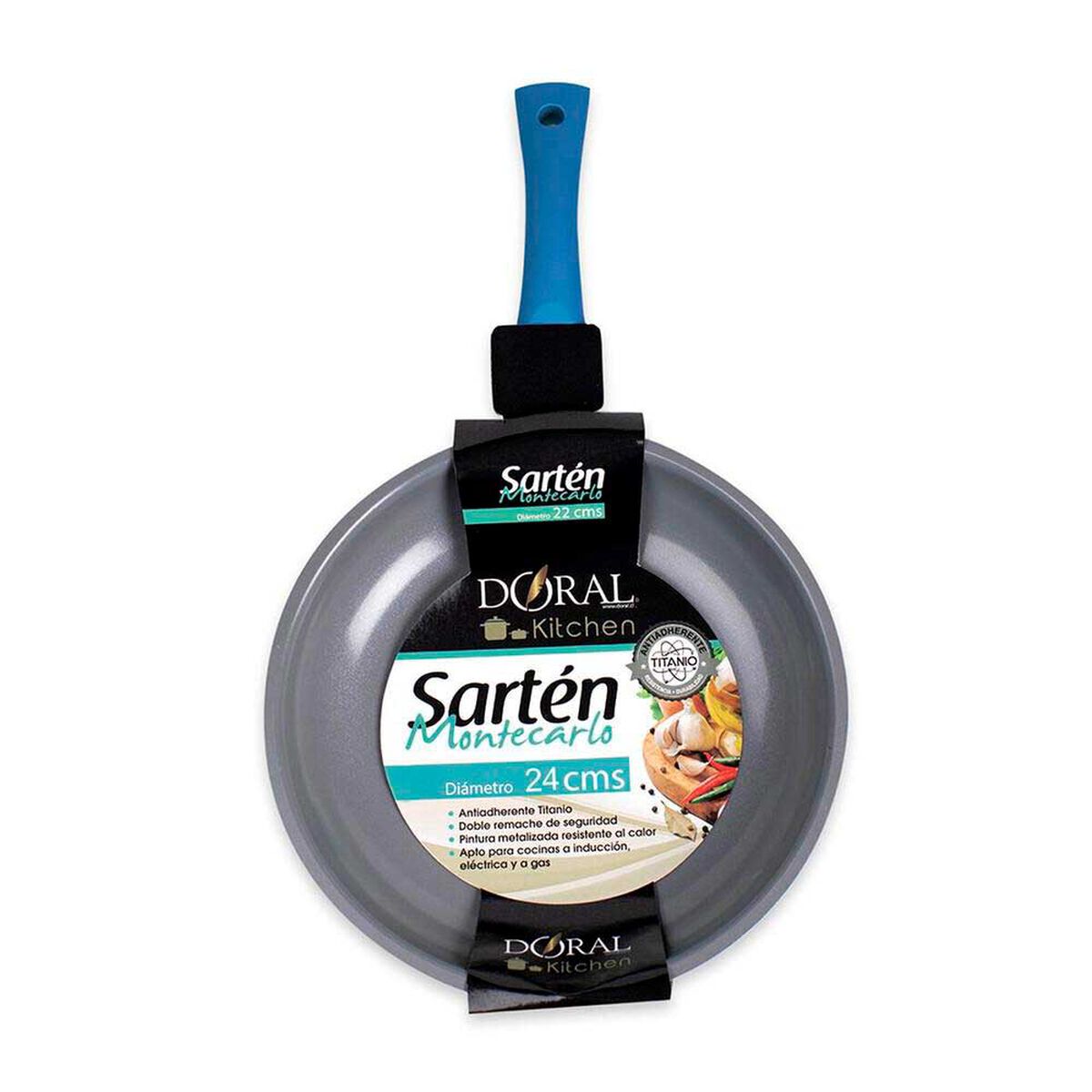 Sart&eacute;n Acero Inoxidable Doral Montecarlo 24 cm Azul