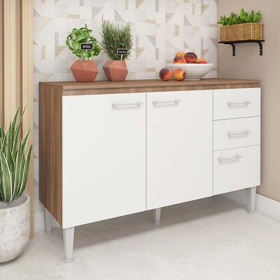 Mueble de Cocina Base Vekkahome Opie 2 Cajones 3 Puertas Blanco