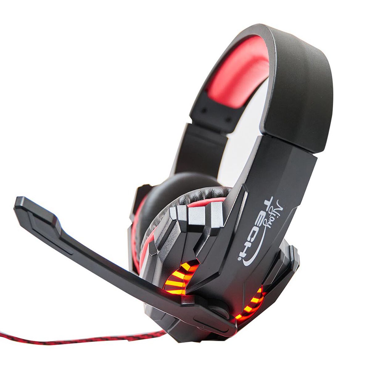 Combo Silla Gamer Njoytech Titan Negra  + Audífonos Over Ear NJA-GM2017 Rojos + Mousepad