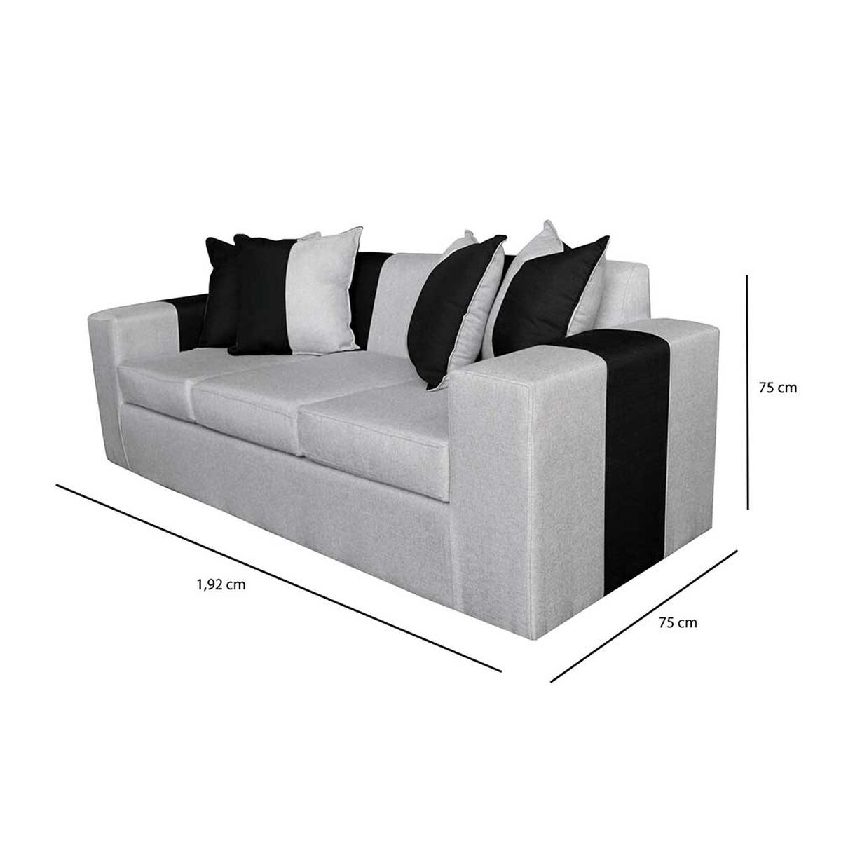 Sofa + 2 Pouff A&M Home Benjamin Gris Negro