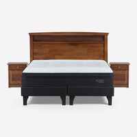 Cama Europea Rosen Base Dividida King Tempo + Respaldo + 2 Veladores Veneto