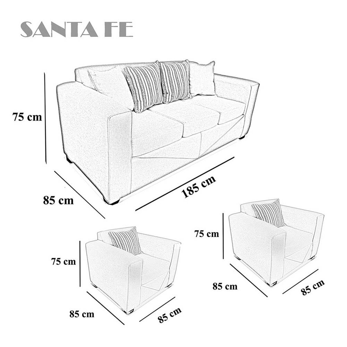 Juego de Living Elegant Detail Santa Fe  Sofá 3 Cuerpos + Dos Sillones 1 Cuerpo Café