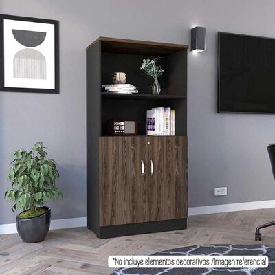 Imagen 1 del producto Biblioteca TuHome Home Office 2 Puertas Negro Soft Coñac