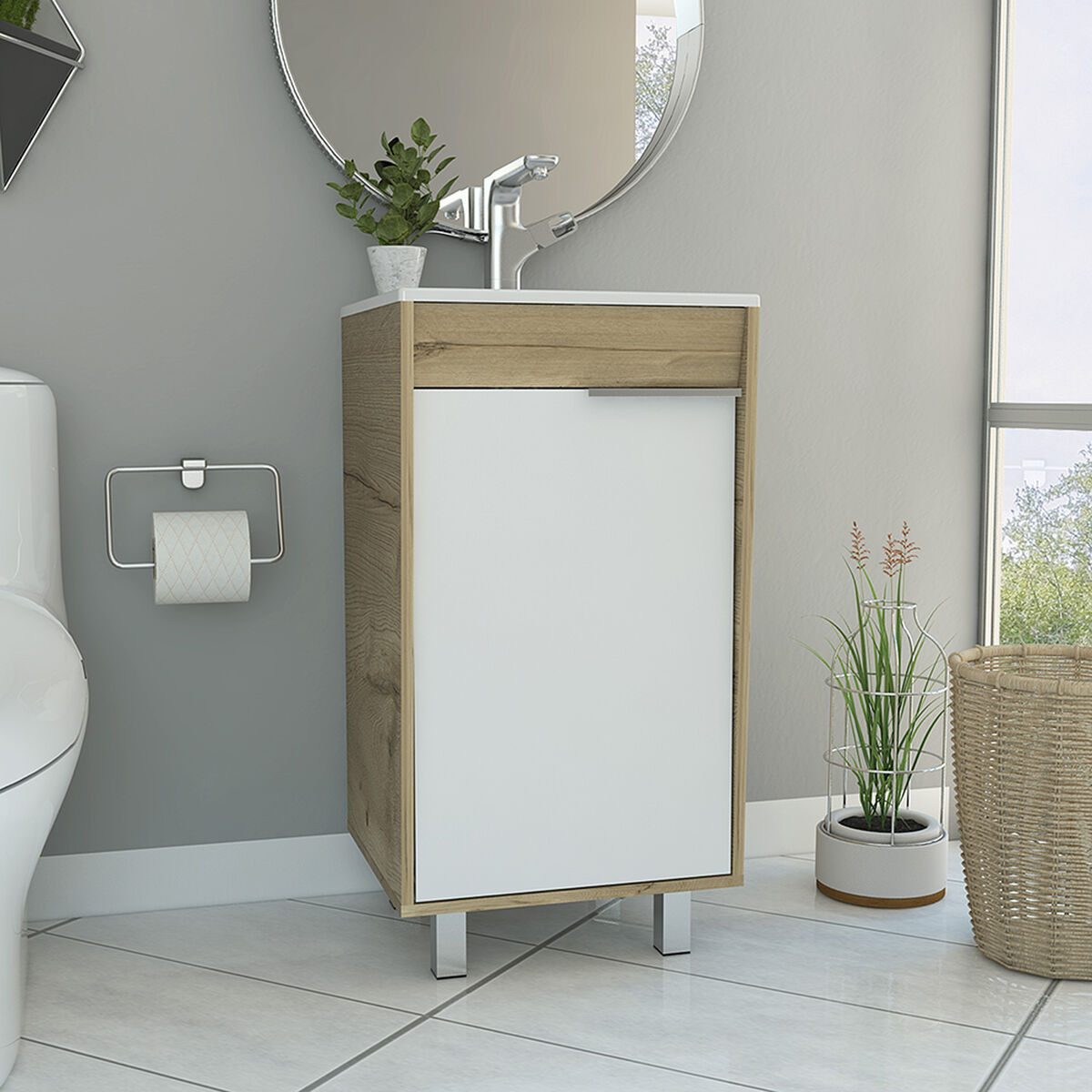 Mueble Lavamanos Carter Piso Duna-Blanco