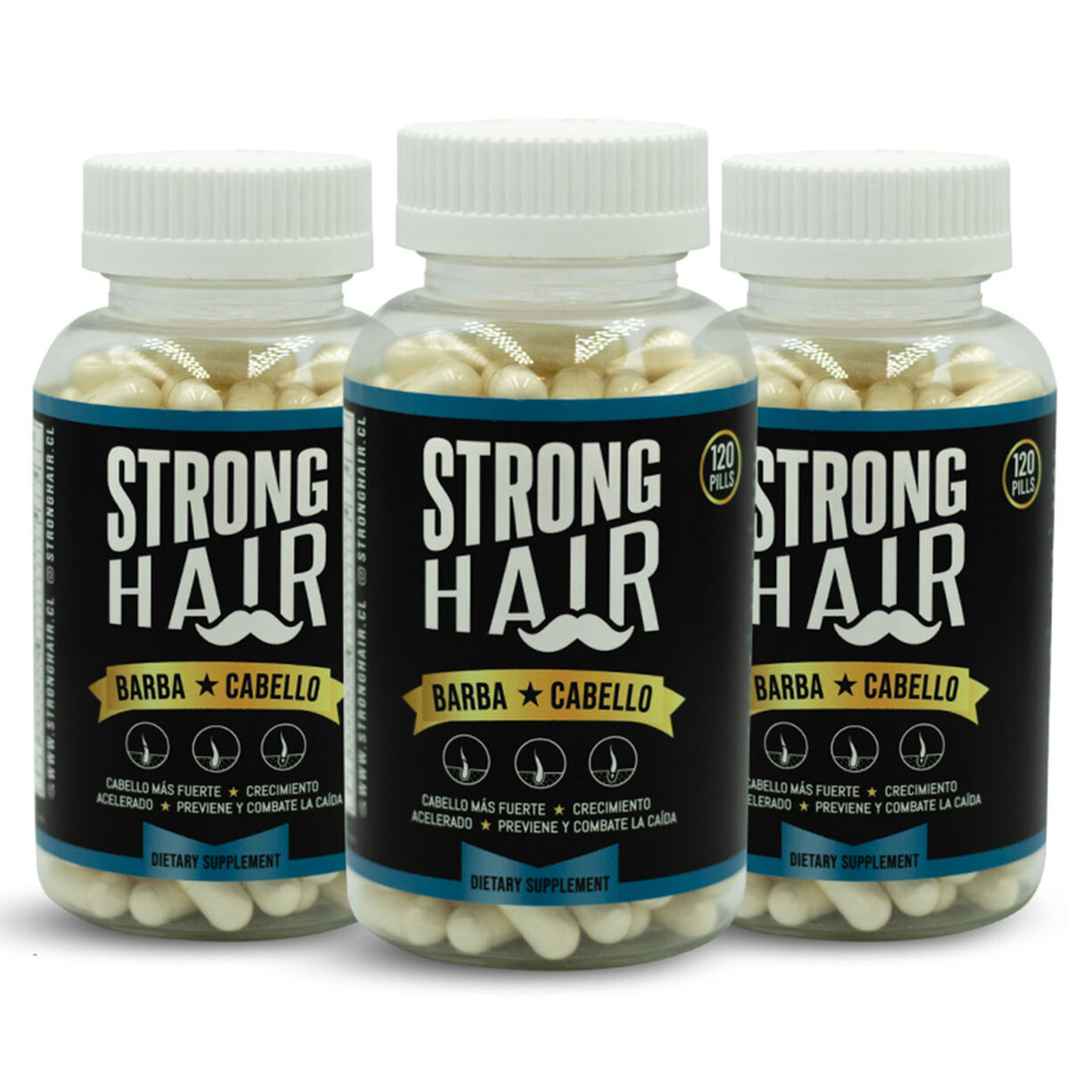Strong Hair 6 Meses Vitaminas Barba y Cabello Cápsulas