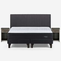 Cama Europea Rosen King Tempo + Respaldo + 2 Veladores Tabor