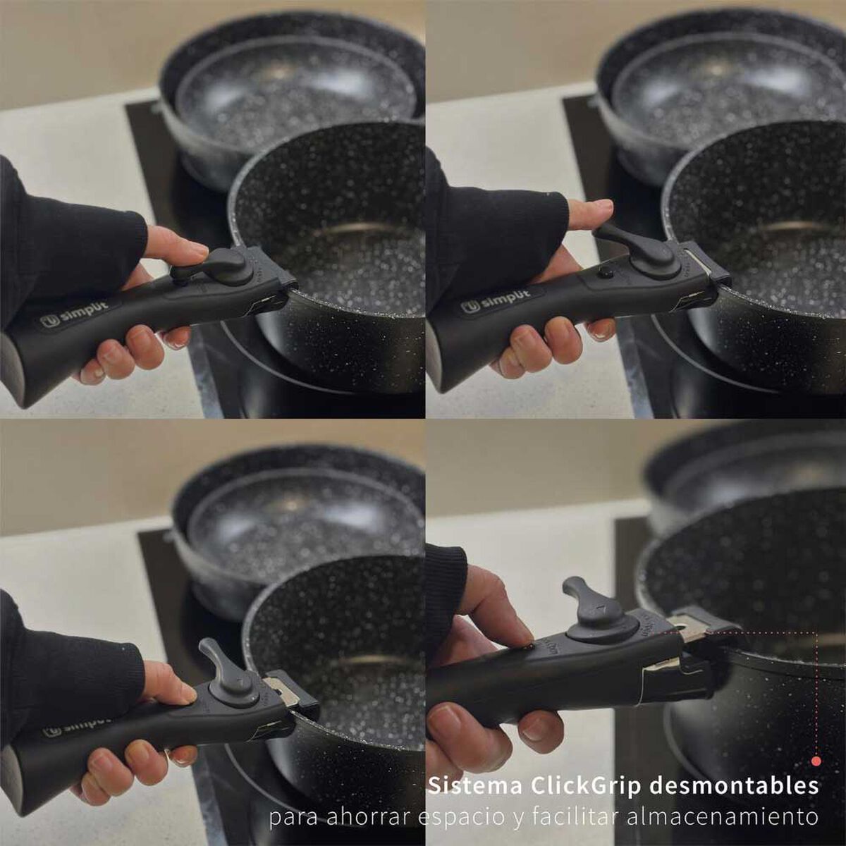 Bater&iacute;a de Cocina Granito Simplit Oxford 15 Piezas + 12 Utensilios Negro