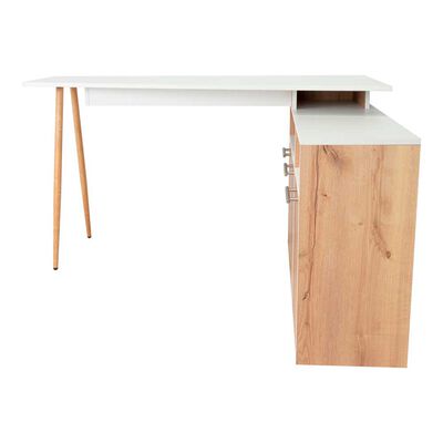 Escritorio en L TuHome Singapur 3 Puertas Duna Blanco