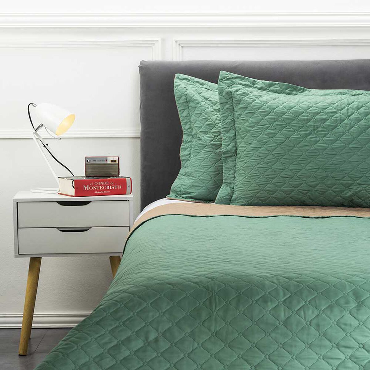 Cubrecama Bicolor Casanova 2 Plazas Verde