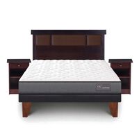 Cama Europea CIC 2 Plazas Anatomic + Respaldo + 2 Veladores New Dublin Chocolate
