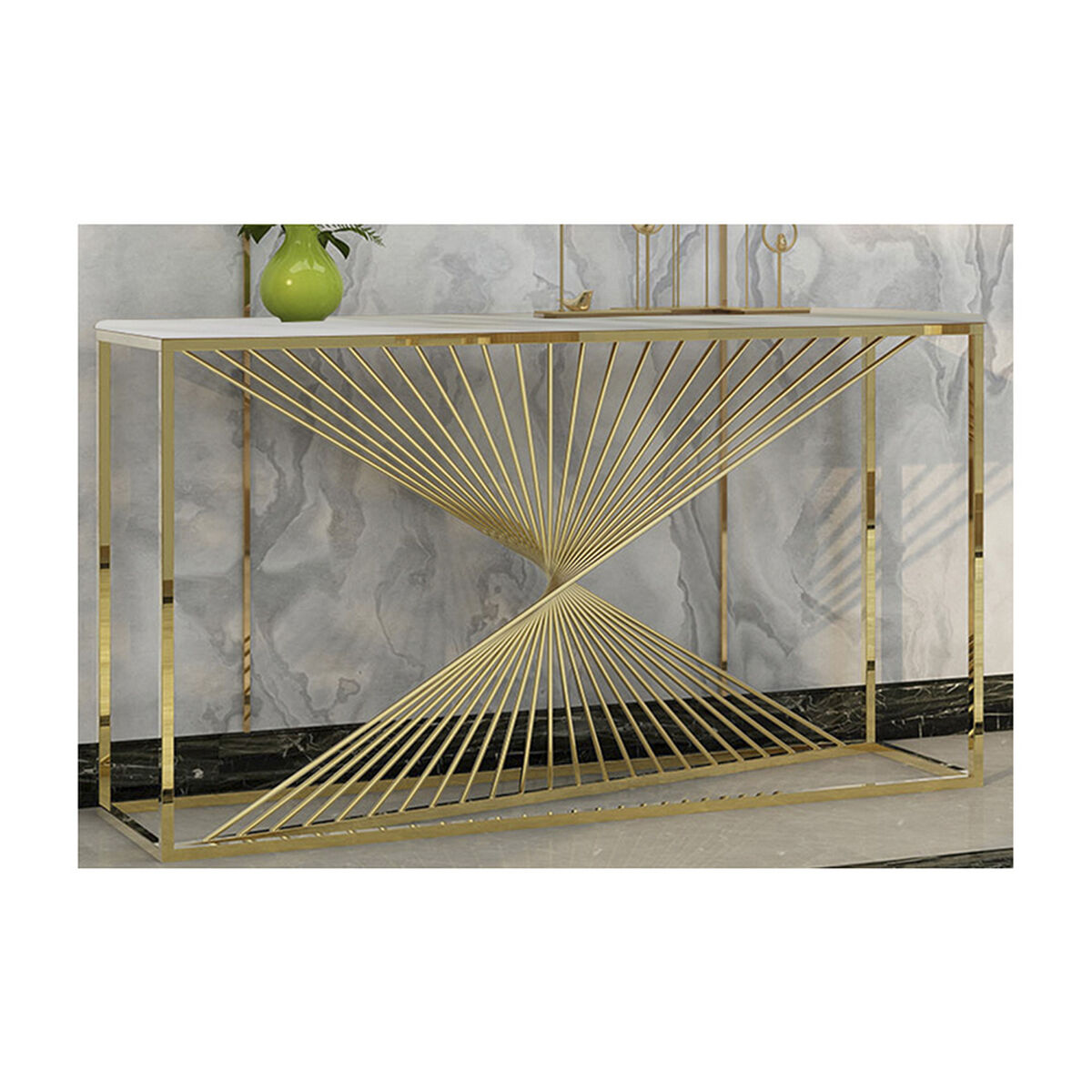 Mesa de Arrimo Dorada Marmol Nordica