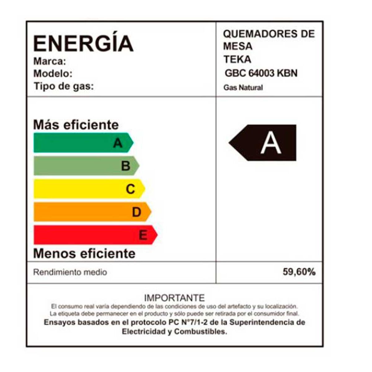 Encimera a Gas Teka GBC 64003 KBN 4 Quemadores