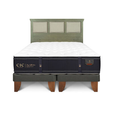 Cama Europea CIC Base Dividida 2 Plazas Grand Premium + Respaldo Torino Olivo