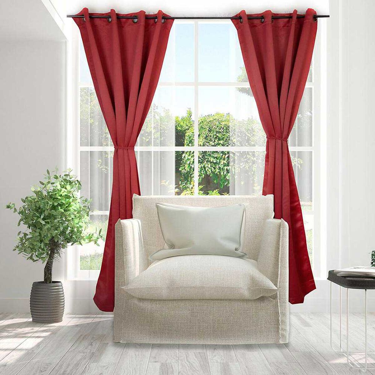 Set Cortinas Doral Black Out Victoria  220 x 140 cm Rojo
