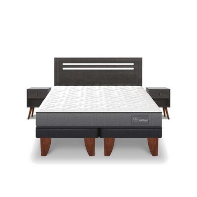 Imagen 1 del producto Cama Europea CIC Base Dividida 2 Plazas Anatomic + Respaldo + 2 Veladores Munich
