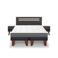 Cama Europea CIC Base Dividida 2 Plazas Anatomic + Respaldo + 2 Veladores Munich