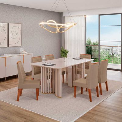 Imagen 1 del producto Juego de Cómedor Altavision Luma 6 Sillas Blanco Crema